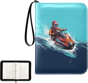 4 Pockets Trading Card Album Holder Book Folder Sports Card Binder Water Scooter 400 Double Side Pockets for 3 Ring Binder Zipper