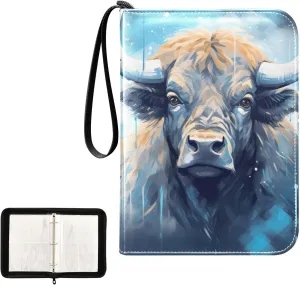 4 Pockets Trading Card Album Holder Book Folder Sports Card Binder Yak Cattle 1 400 Double Side Pockets for 3 Ring Binder Zipper
