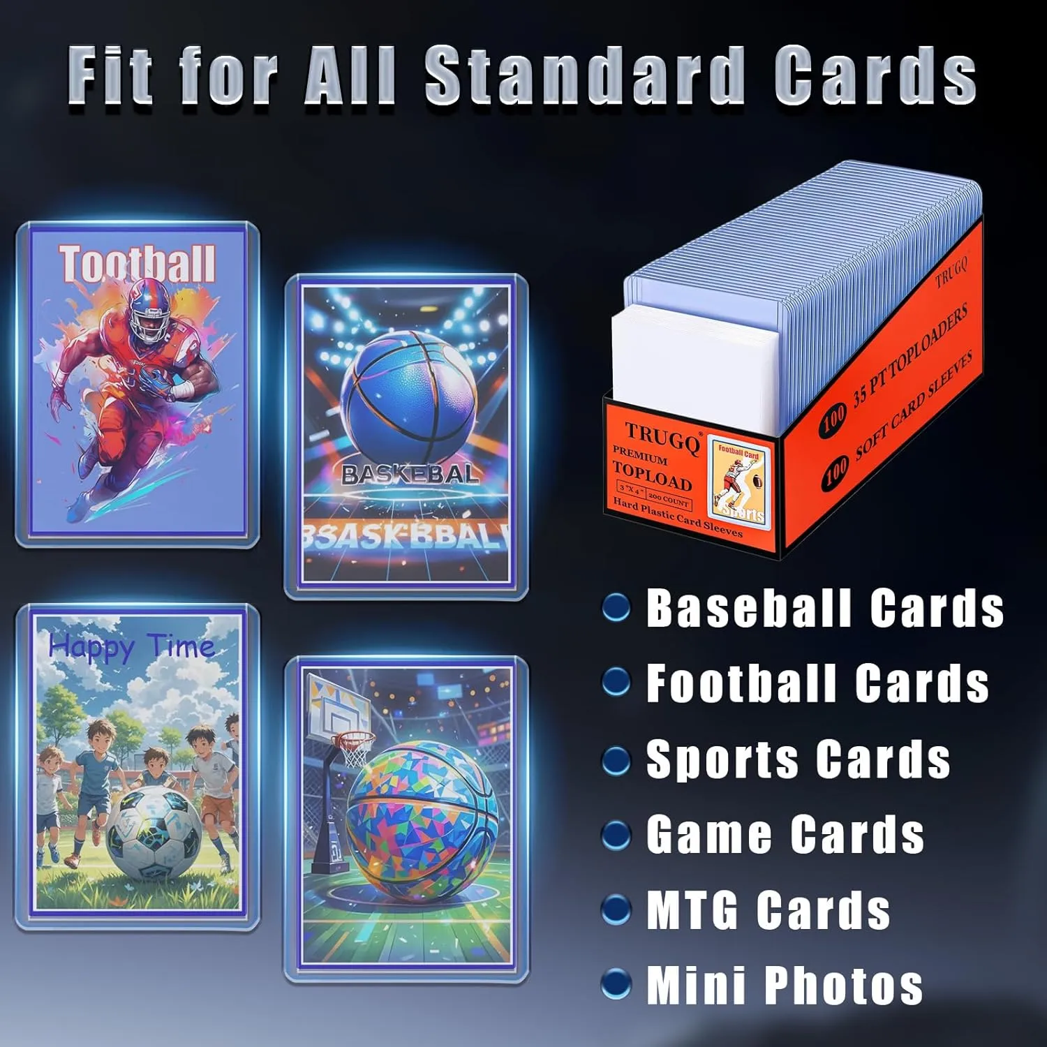 400 Card Sleeves Top Loads for Cards,3"X4"Baseball Card Protectors,Toploaders Hard Plastic for Trading Game Sports Football Cards(200 Hard Protectors   200 Soft Sleeves