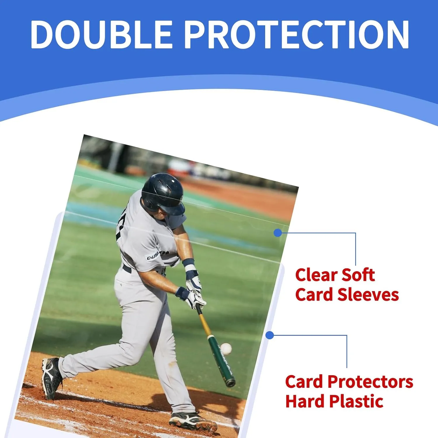 400Pcs Top Loaders for Cards (200Pcs Hard Plastic Card Holders & 200Pcs Penny Card Sleeves) 3" x 4" Toploaders, Card Protector Sleeves for Baseball Football Sports Cards, Standard Trading Cards