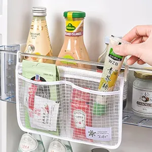 4PCS Refrigerator Door Organizer Set, Fridge Hanging Mesh Bag for Kitchen , Household Sundries Sorting Bag, Only for Small Objects Containers