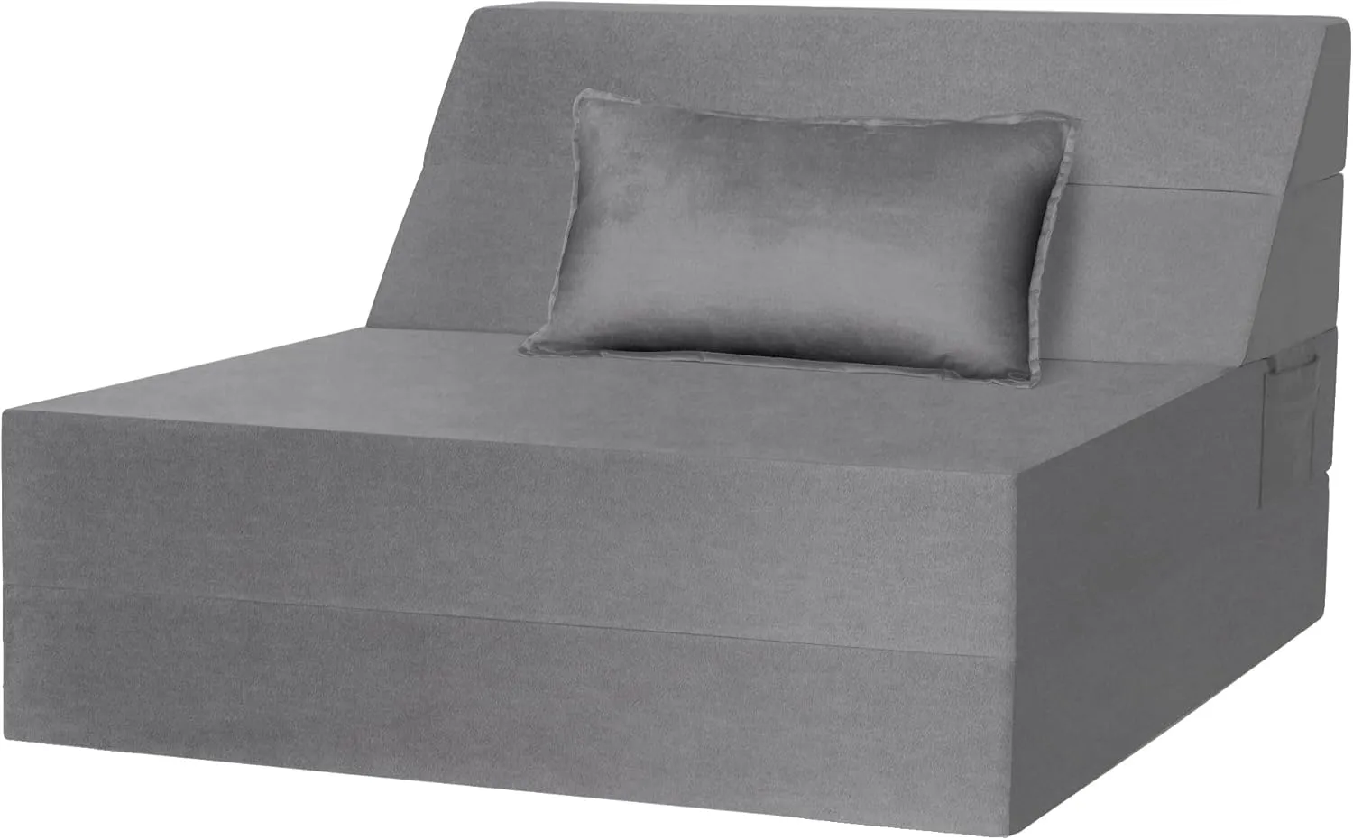 5 in 1 Folding Sofa Bed, Twin Size Convertible Sleeper Chair with Pillow, Memory Foam Futon Couch, Velvet Fabric Washable Mattress for Living Room, Dorm, Guest, Office, Apartment, Dark Gray