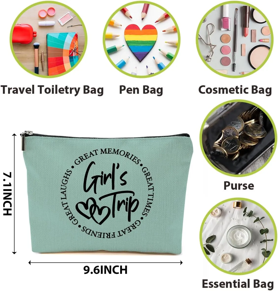 6 Pcs Girls Trip Gifts Favors, Girls Weekend Gifts Makeup Bag, Bestie Gifts Weekend Bag Travel Gifts Vacation Cosmetic Bag, Friendship Gifts for Women Friend, Graduation Wedding Gifts Toiletry Bag