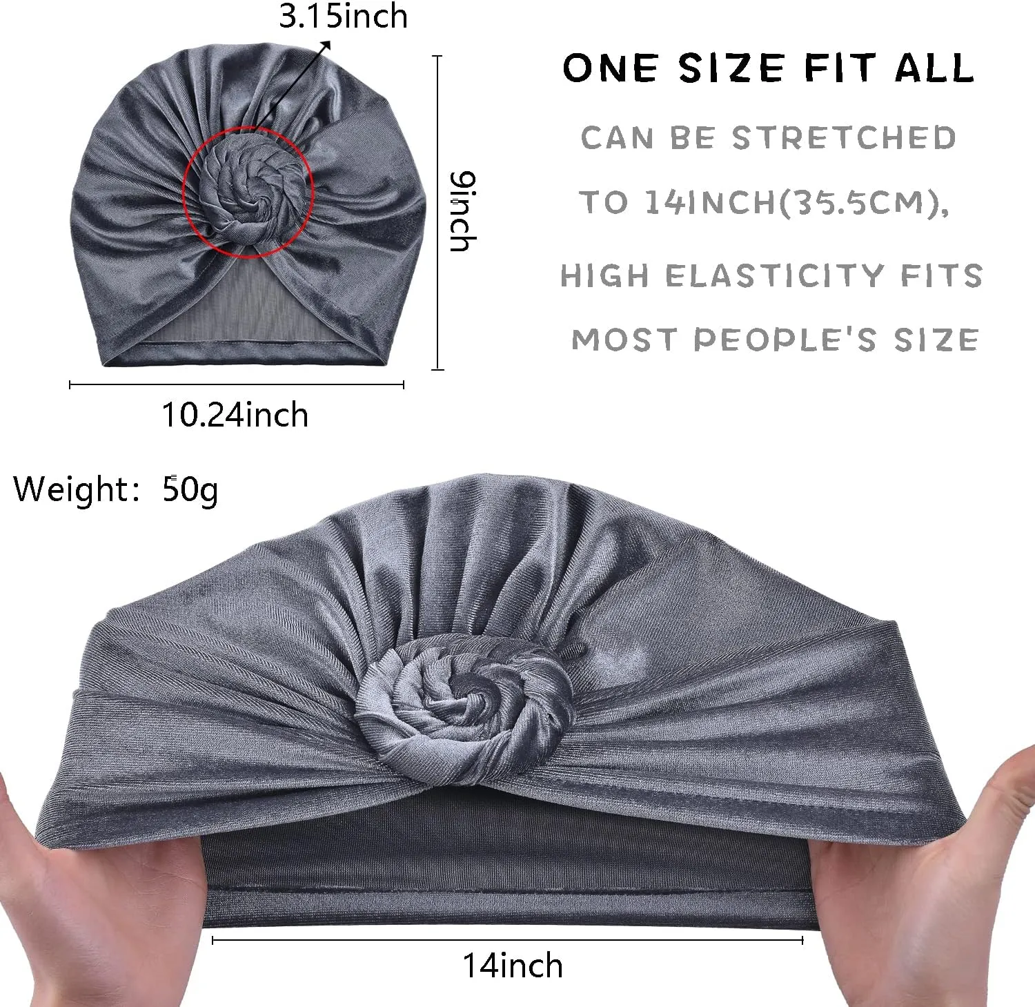 6 Pieces Women Turban Hat Head Wraps for Women Twist Knot Pre-Tied Bonnet Turbans for Women