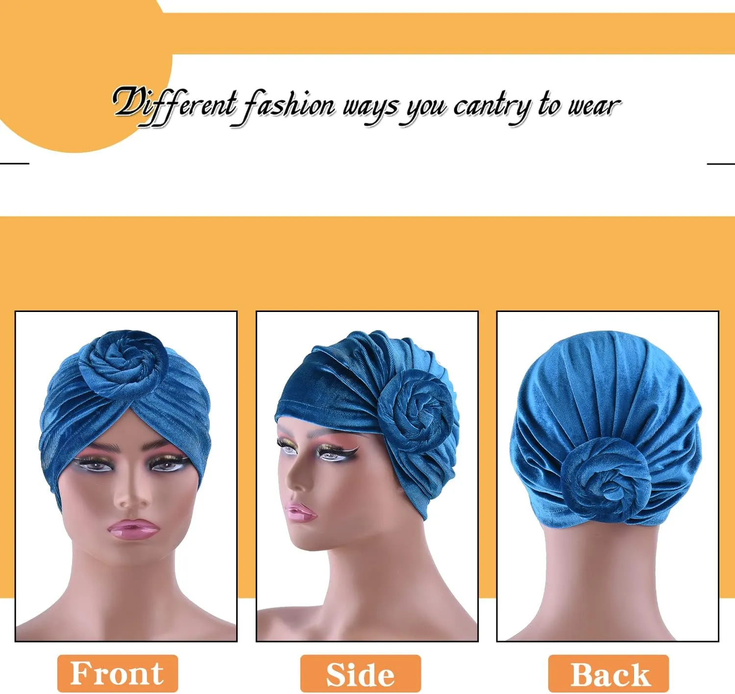 6 Pieces Women Turban Hat Head Wraps for Women Twist Knot Pre-Tied Bonnet Turbans for Women