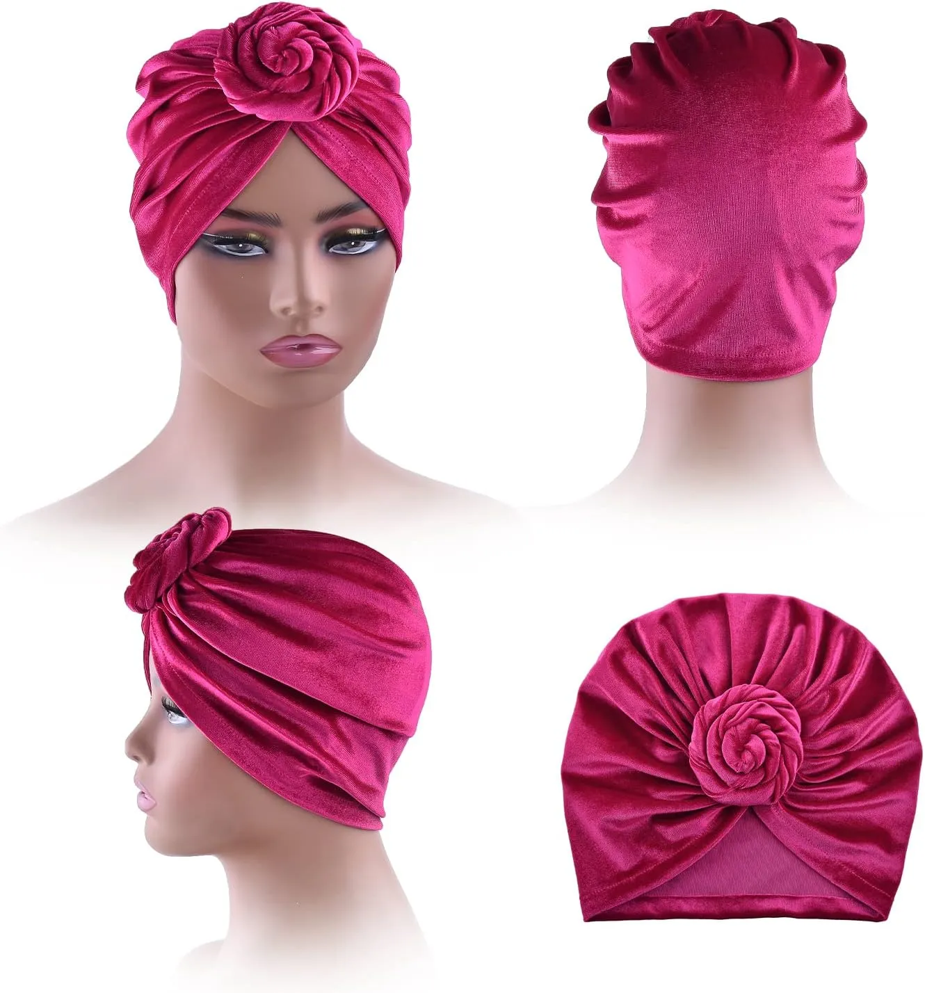 6 Pieces Women Turban Hat Head Wraps for Women Twist Knot Pre-Tied Bonnet Turbans for Women