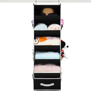 66LBS-Capacity Hanging Closet Organizer, Collapsible Hanging Closet Shelves, Hanging Purse Handbag Organizer for Closet & RV,42.5" H X 12.2" W X 13.6" D, 1-Pack A Black