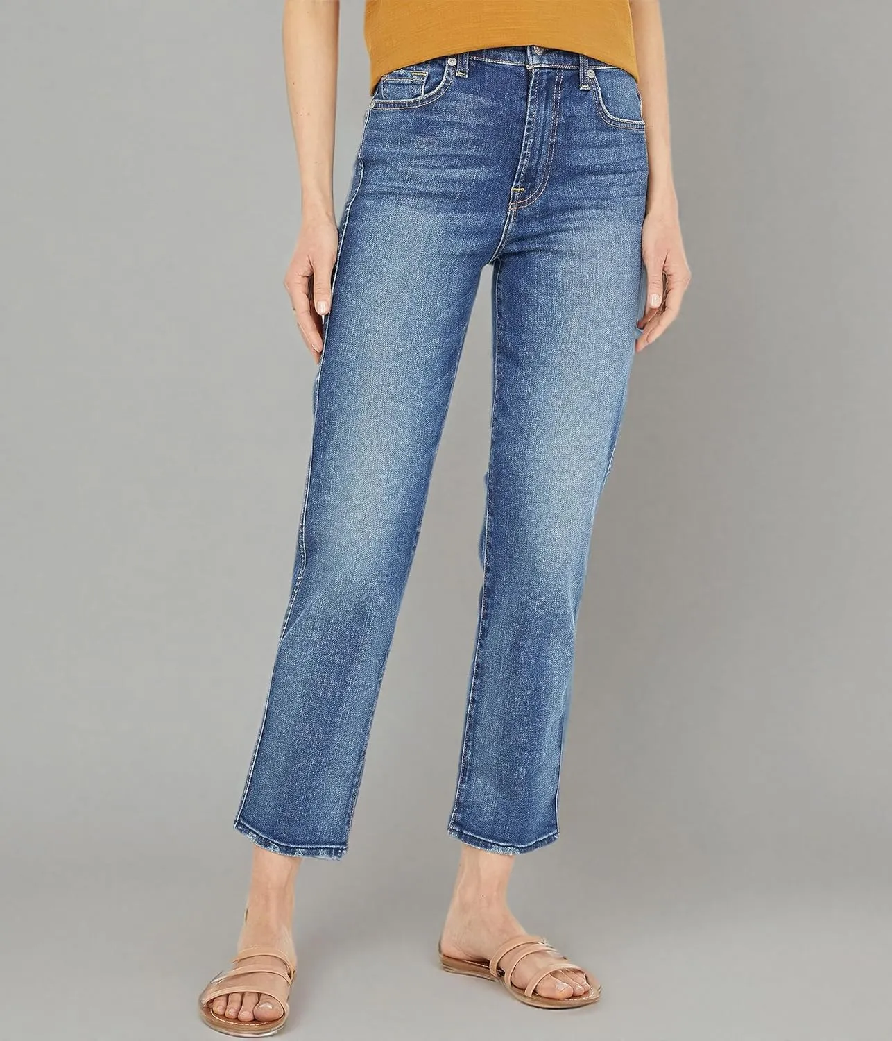 7 For All Mankind Women's High Waist Cropped Straight Jeans