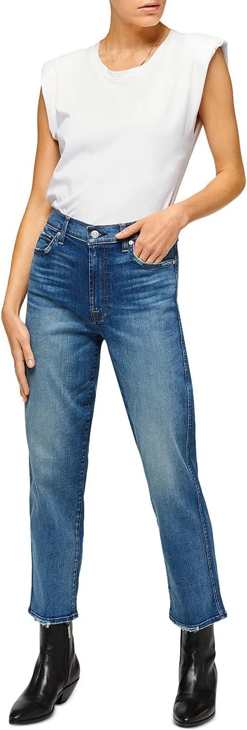 7 For All Mankind Women's High Waist Cropped Straight Jeans