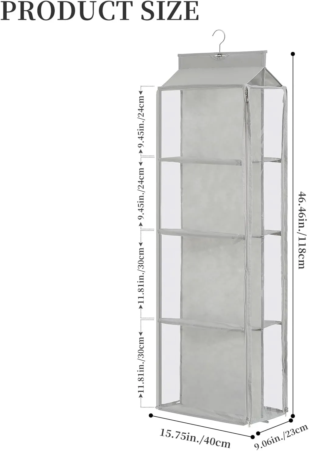 8 Grids in 1 Rotatable Hanging Purse Handbag Organizer with Double Zippers, Visible Purse Organizer for Closet, Fully Enclosed Handbag Storage Holder