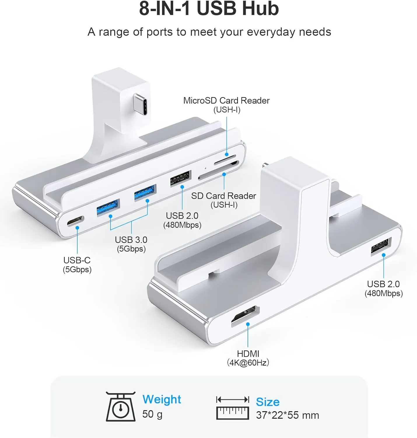 8-in-1 iMac USB Adapter with HDMI 4K@60hz, USB 3.0 5Gbps, SD/TF Card Reader,USB C Dock for iMac 24 inch M1/M3/M4