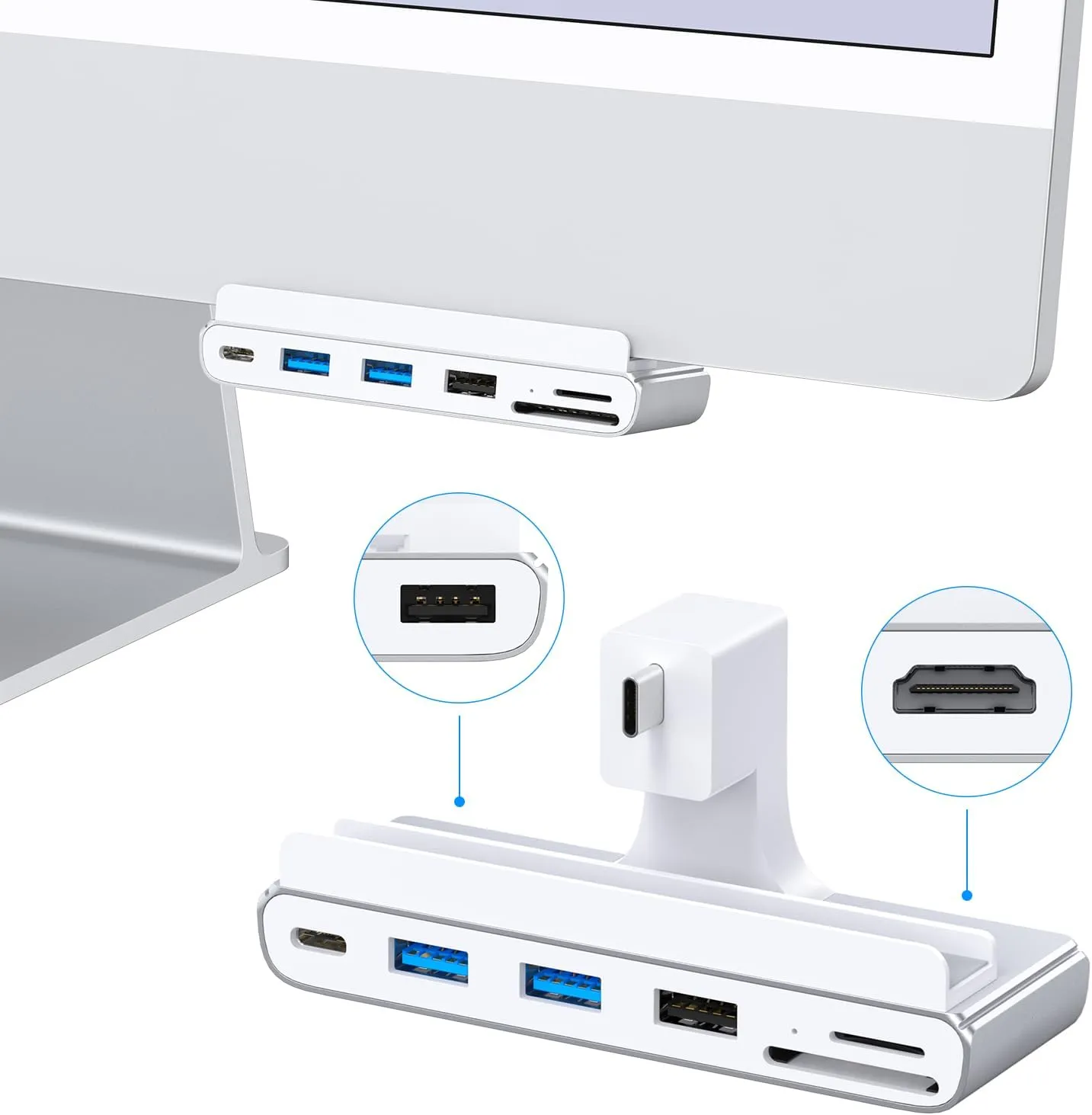 8-in-1 iMac USB Adapter with HDMI 4K@60hz, USB 3.0 5Gbps, SD/TF Card Reader,USB C Dock for iMac 24 inch M1/M3/M4