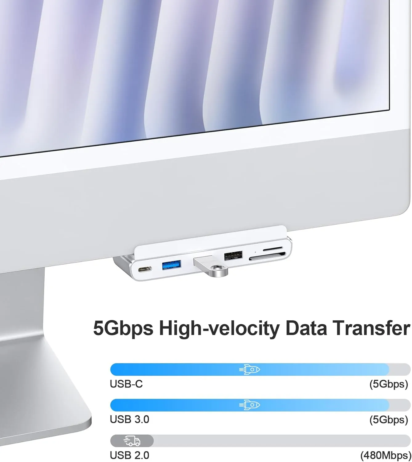 8-in-1 iMac USB Adapter with HDMI 4K@60hz, USB 3.0 5Gbps, SD/TF Card Reader,USB C Dock for iMac 24 inch M1/M3/M4