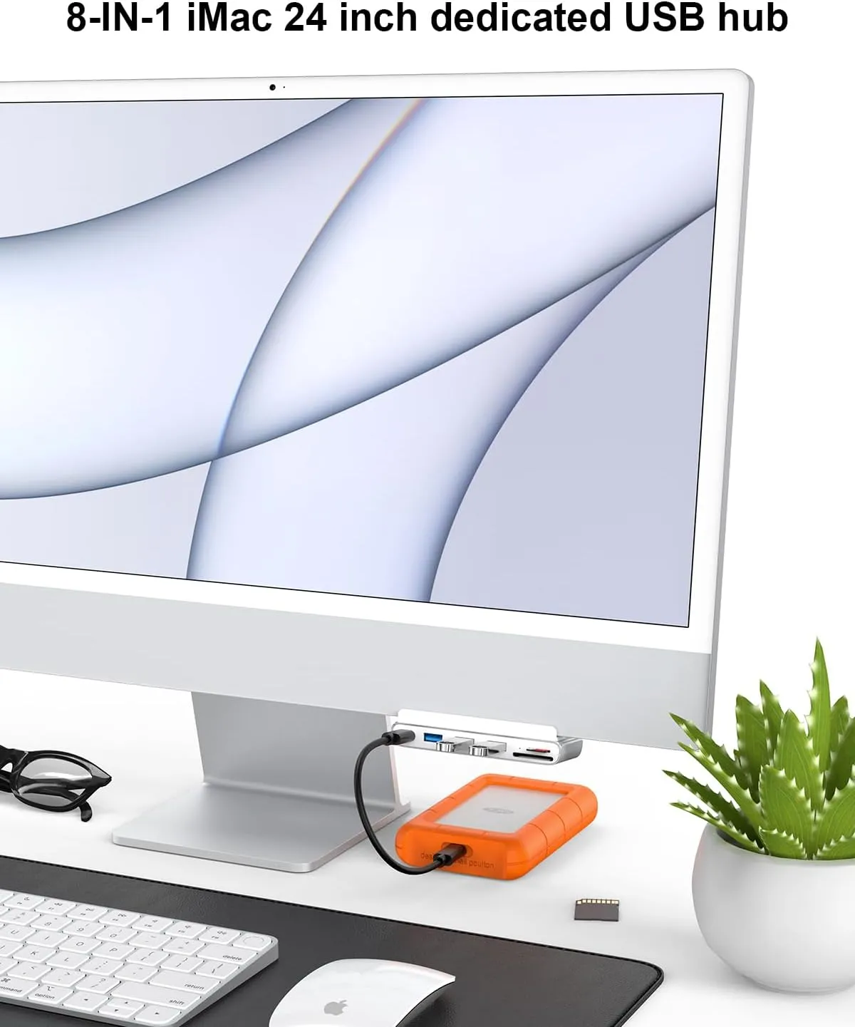 8-in-1 iMac USB Adapter with HDMI 4K@60hz, USB 3.0 5Gbps, SD/TF Card Reader,USB C Dock for iMac 24 inch M1/M3/M4