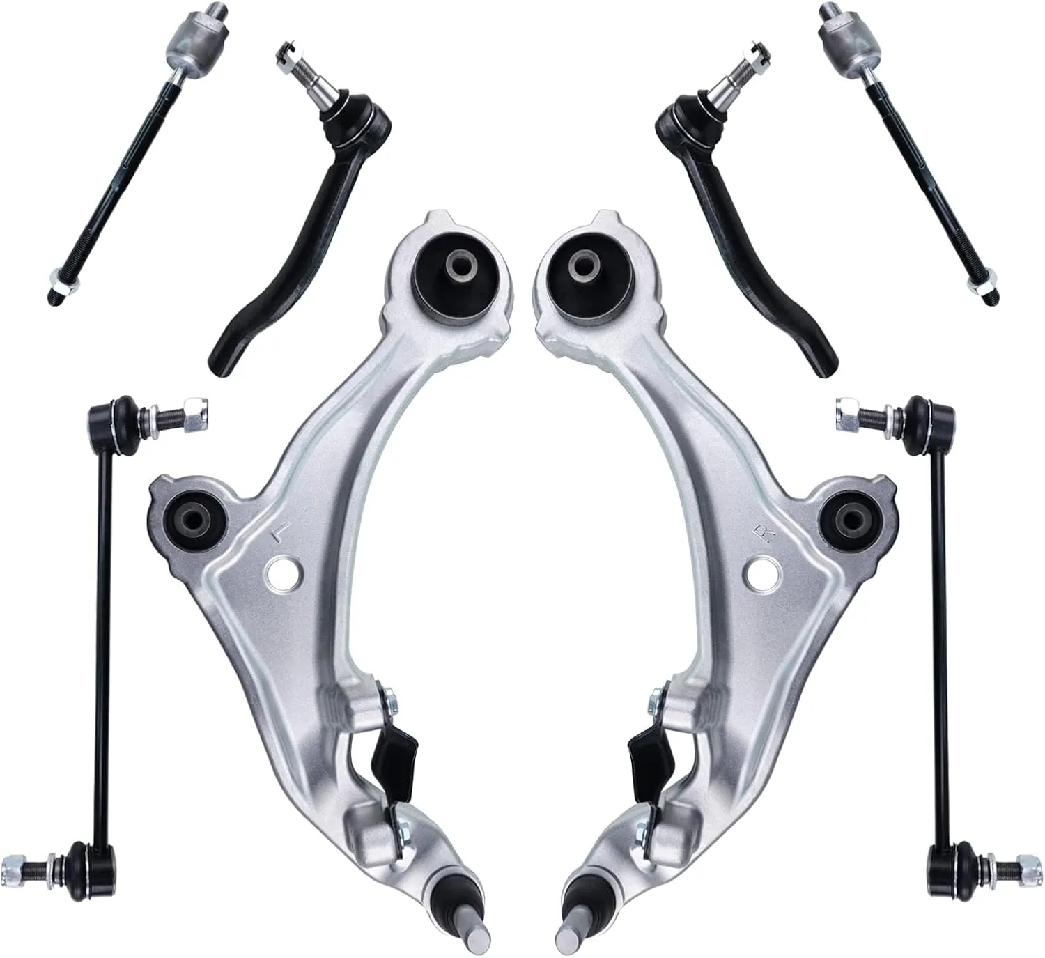 8 Pcs Suspension Kit Front Lower Control Arm w/Ball Joint Tie Rod Sway Bar Link Replacement for 2009-2014 Nissan Murano-K622157 K622158 K750094 K750095 ES800511 ES800512 EV800639