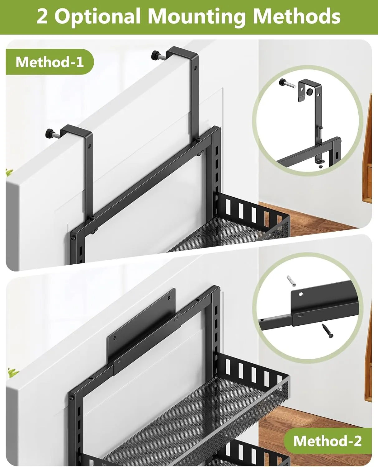 8-Tier Over the Door Pantry Organizer, 2 in 1 Large Door Spice Rack with Adjustable Metal Baskets, Heavy Duty Hanging or Wall Mounted Storage Organizer for Kitchen Pantry and Room Wall
