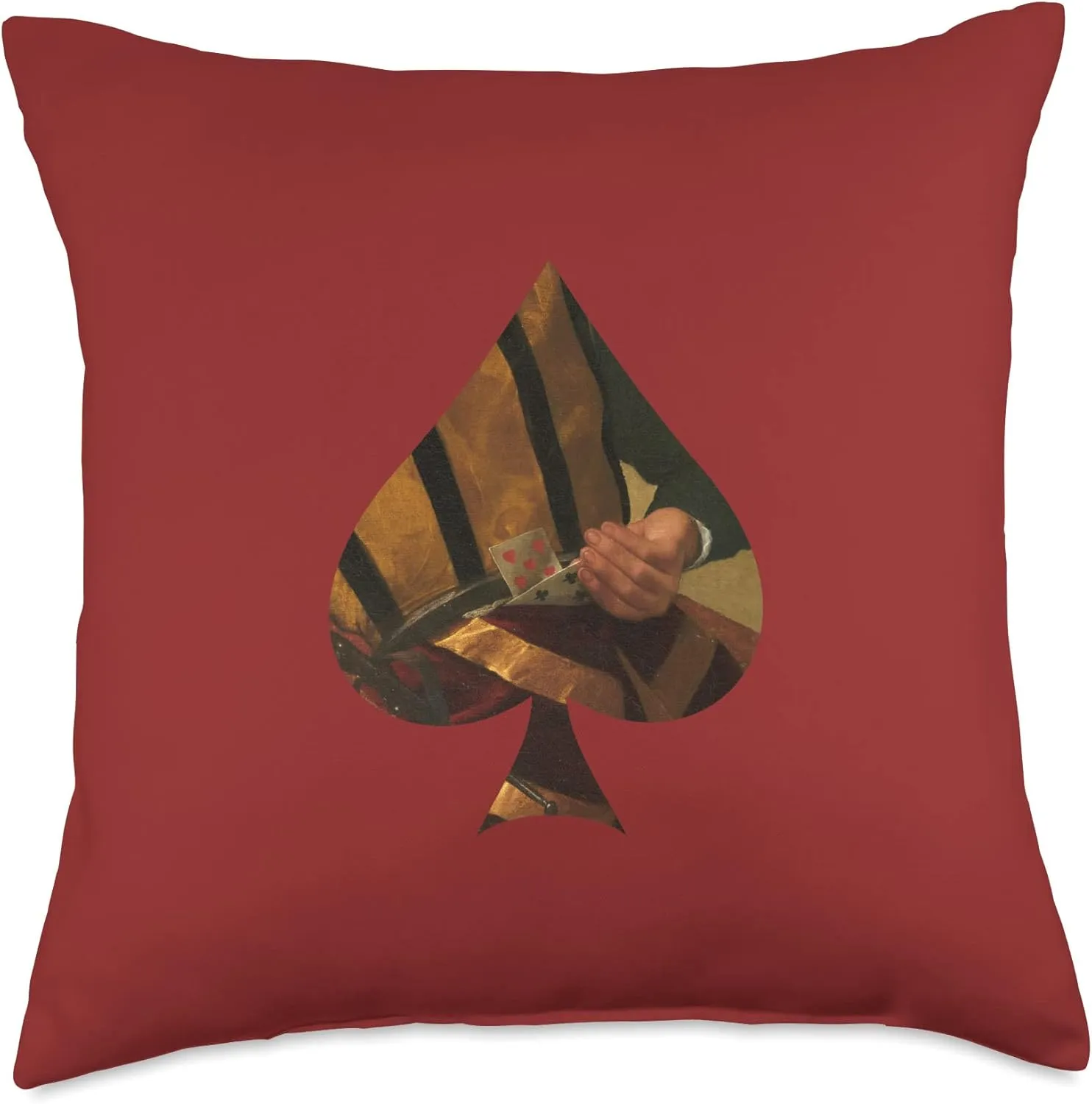 Ace of spades, Caravaggio, The Cardsharps Throw Pillow
