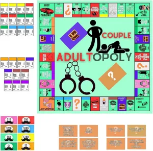 Adultopoly Board Game, Couple Adultopoly Board Game, Adults Board Games for Couple Relationship Conversation Game Card Board