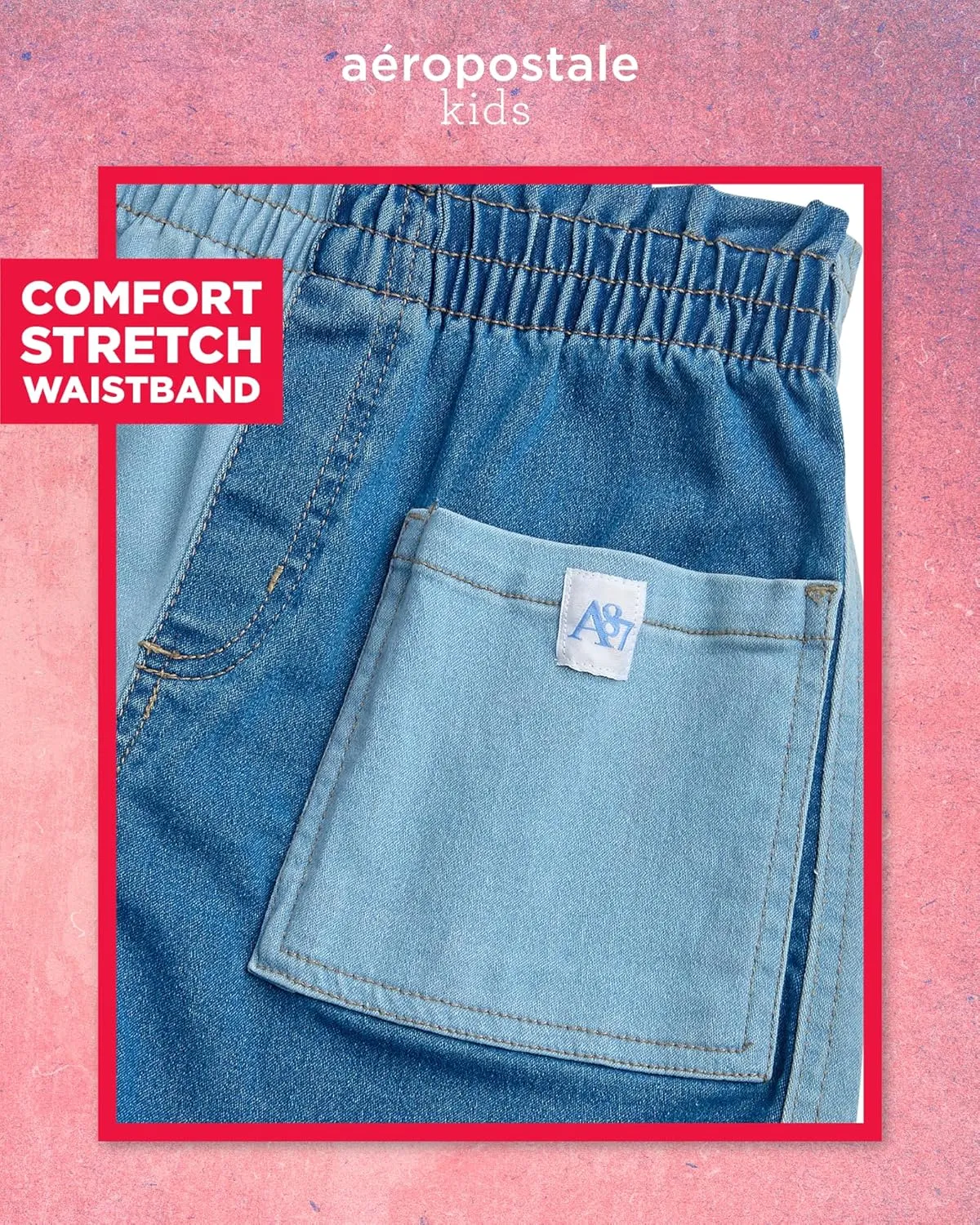 AEROPOSTALE Girls Shorts Set - 2 Piece Short Sleeve Graphic Tee and Paperbag Twill or Denim Shorts Outfits for Girls (7-12)