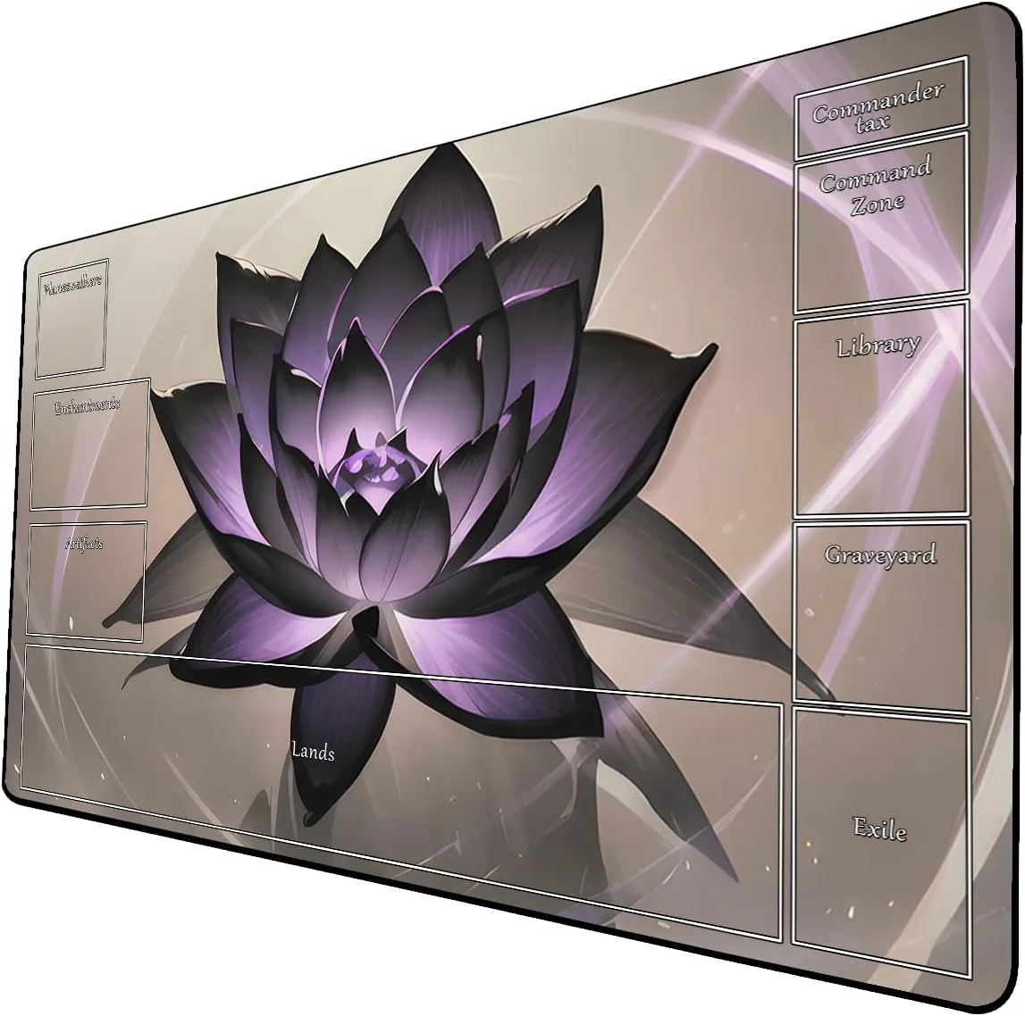 AI Painting TCG Playmat - MTG Trading Card Game Mat with Zone Layout, 24x14 Inches Premium MTG Play Mat - The Perfect Companion for Intense Card Battles - Fantasy Dark Skull Black Lotus 424A345