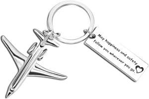 Airplane Keychain Going Away Retirement Farewell Gift for Best Friend Coworker Pilot Flight Attendant Men and Women