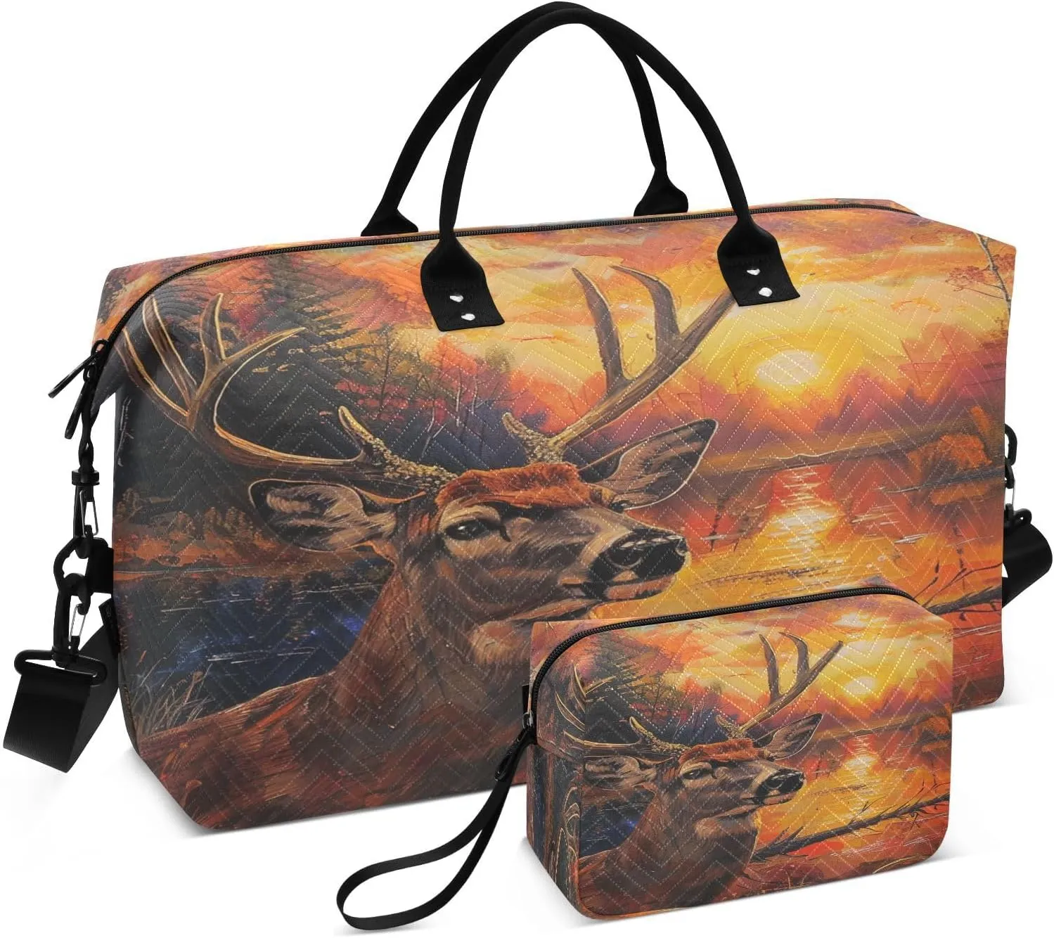 ALAZA Deer at Sunset Travel Duffel Bag Gym Bag Sports Tote Bag Weekender Overnight Travel Bag for Women Men Business Trip Workout