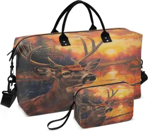 ALAZA Deer at Sunset Travel Duffel Bag Gym Bag Sports Tote Bag Weekender Overnight Travel Bag for Women Men Business Trip Workout