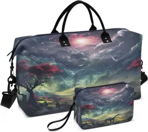 ALAZA Dinosaur Forest Travel Duffel Bag Gym Bag Sports Tote Bag Weekender Overnight Travel Bag for Women Men Business Trip Workout