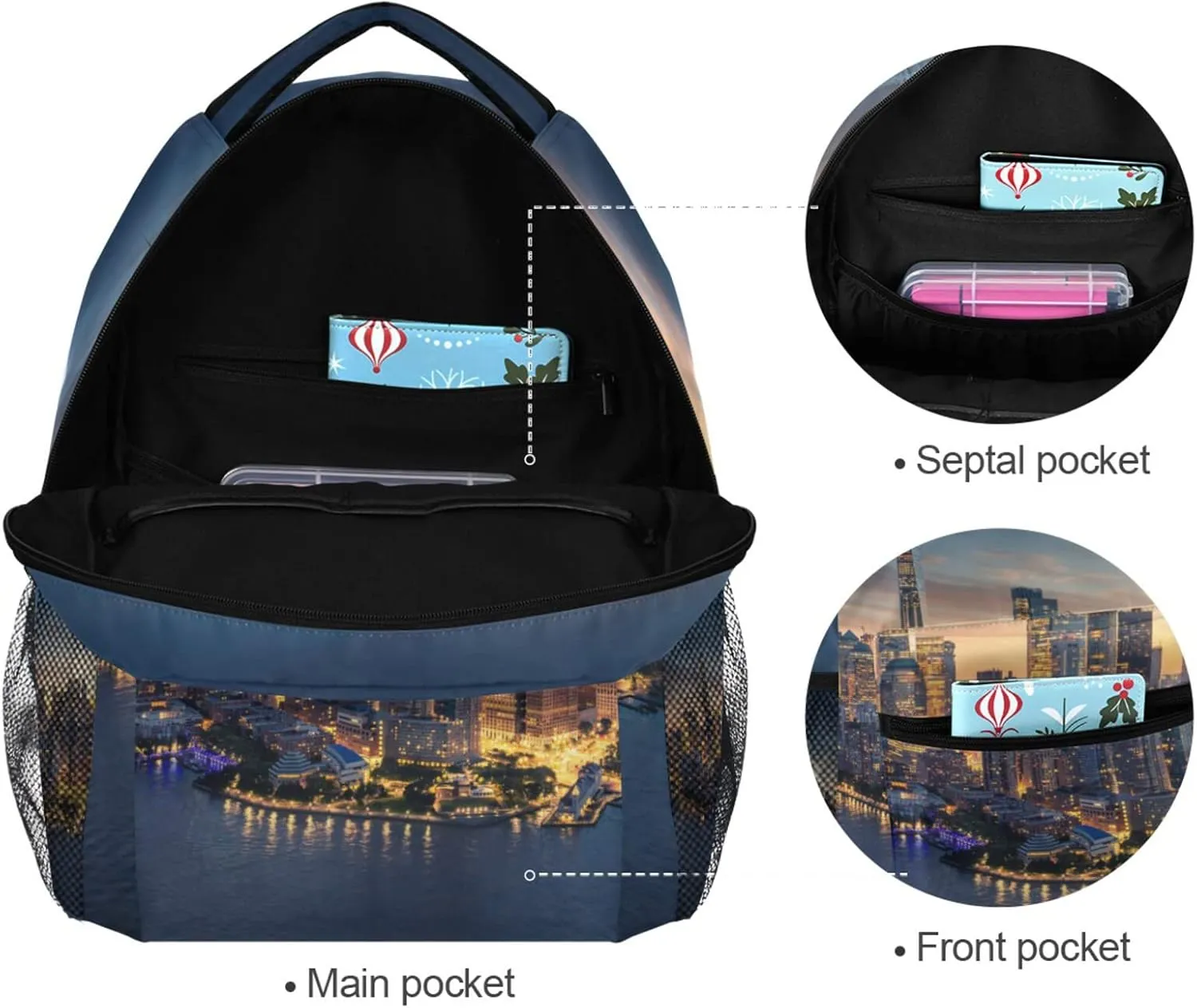 ALAZA New York City Skyline Junior High School Bookbag Daypack Laptop Outdoor Backpack