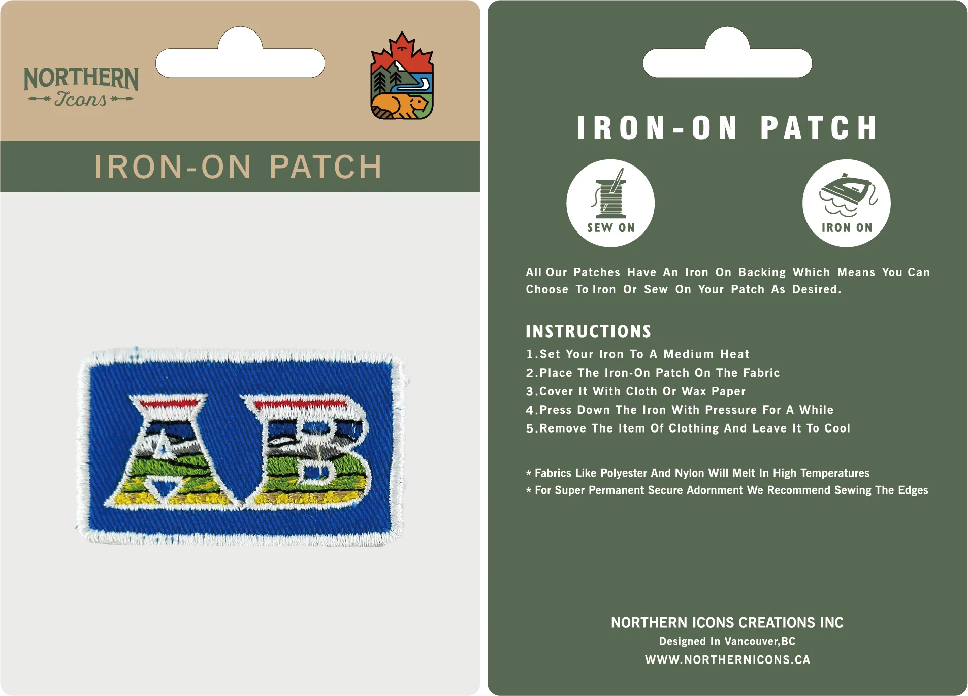 Alberta iron-on embroidery patch