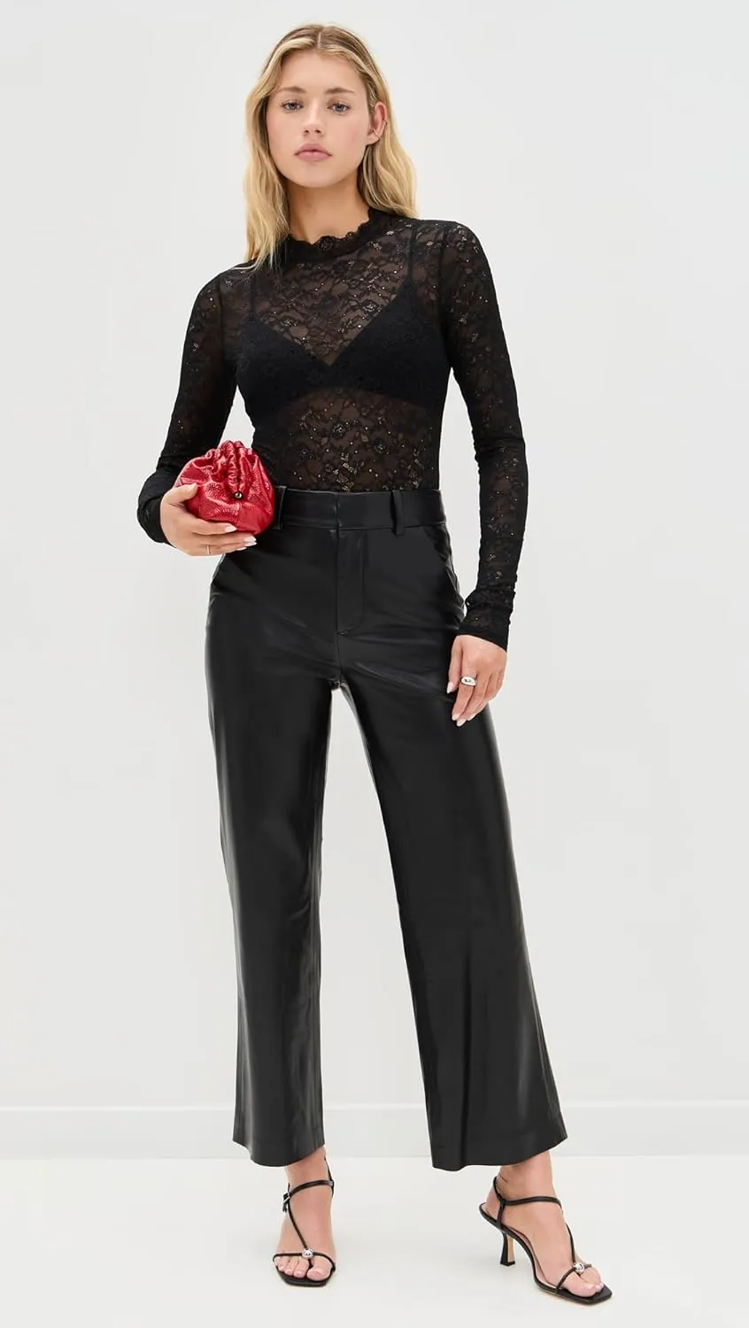 alice   olivia Women's Alexander Vegan Slim Straight Ankle Length Trousers
