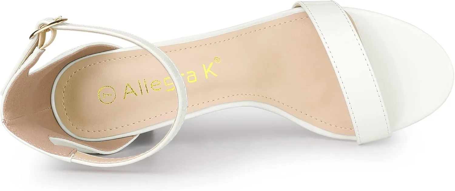 Allegra K Women's Ankle Strap Kitten Heeled Open Toe Stiletto Heels Sandals