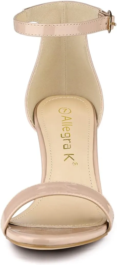 Allegra K Women's Ankle Strap Kitten Heeled Open Toe Stiletto Heels Sandals
