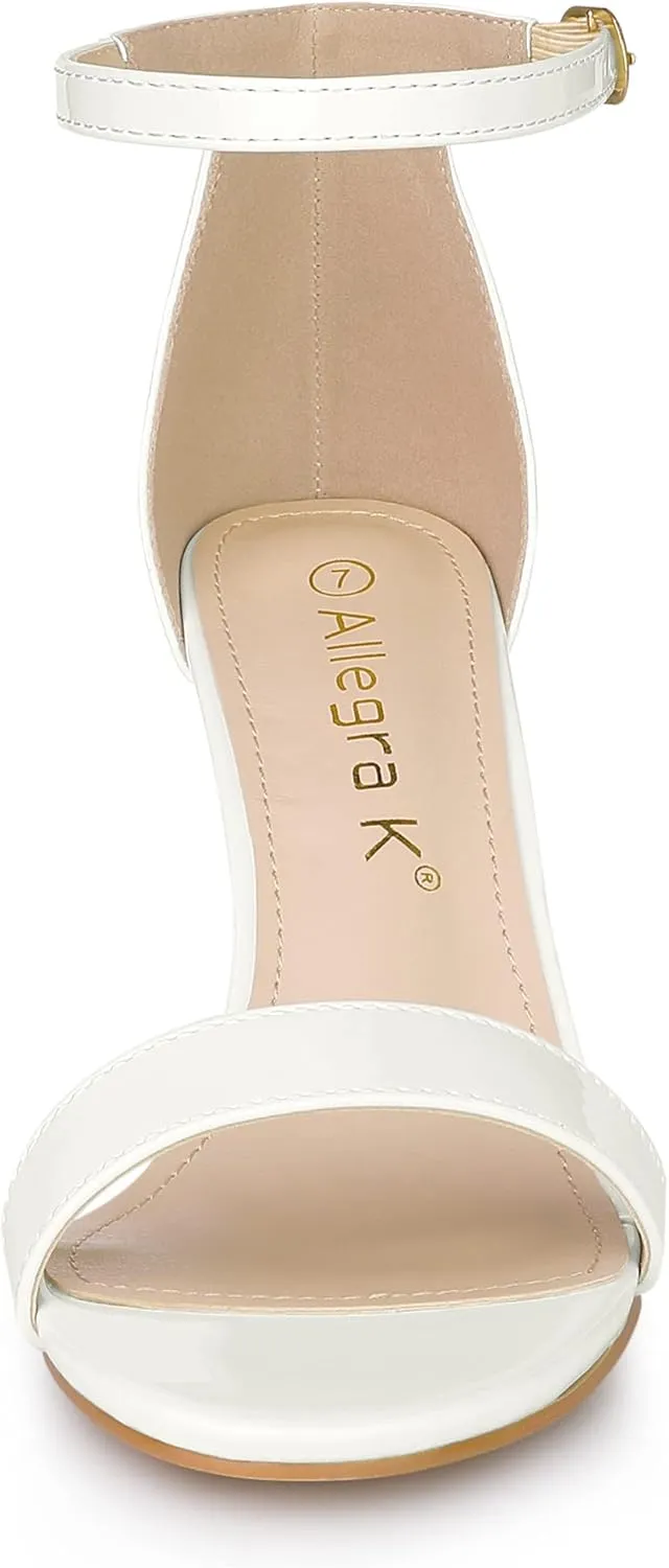 Allegra K Women's Ankle Strap Kitten Heeled Open Toe Stiletto Heels Sandals