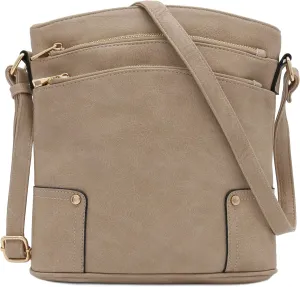ALYSSA Triple Zip Pocket Large Crossbody Bag