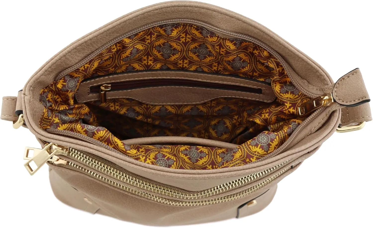 ALYSSA Triple Zip Pocket Large Crossbody Bag
