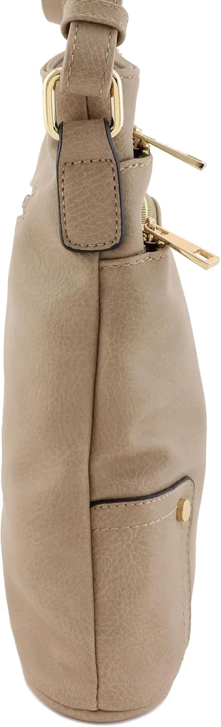 ALYSSA Triple Zip Pocket Large Crossbody Bag