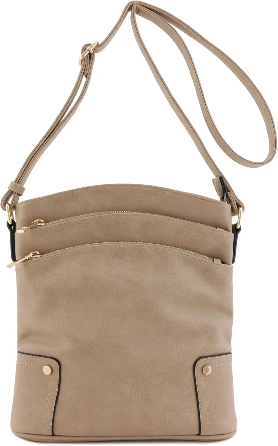 ALYSSA Triple Zip Pocket Large Crossbody Bag