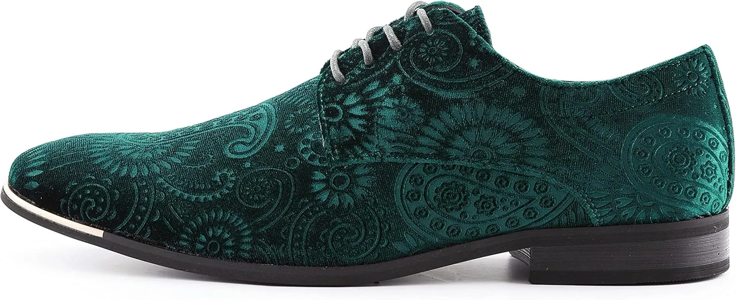 Amali Chadwick, Mens Dress Shoes - Lace Up Oxford Shoes for Men - Tuxedo Shoes, Paisley Pattern, Metal Tip, Mens Designer Shoes