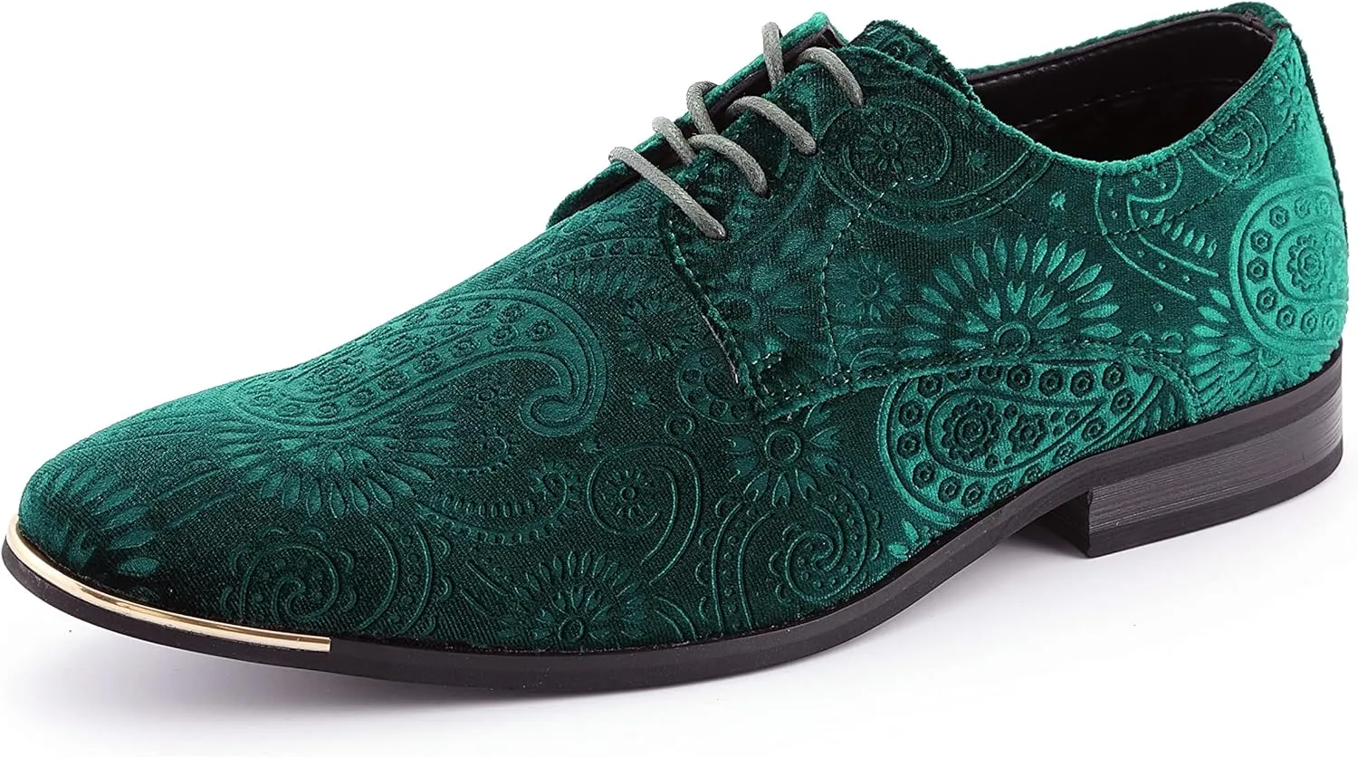 Amali Chadwick, Mens Dress Shoes - Lace Up Oxford Shoes for Men - Tuxedo Shoes, Paisley Pattern, Metal Tip, Mens Designer Shoes