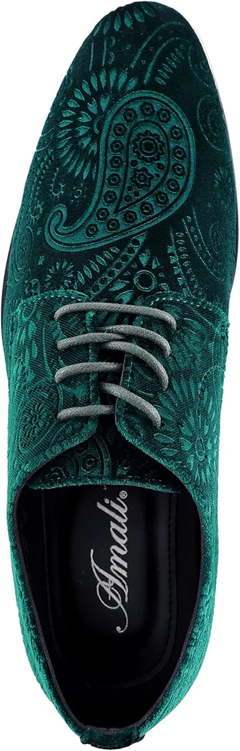 Amali Chadwick, Mens Dress Shoes - Lace Up Oxford Shoes for Men - Tuxedo Shoes, Paisley Pattern, Metal Tip, Mens Designer Shoes