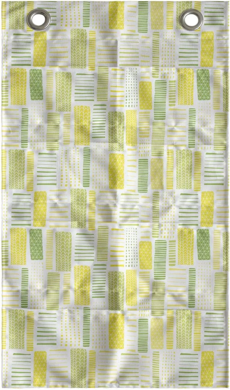 Ambesonne Abstract Hanging Pocket Organizer, Illustration of Rhythmic and Geometric Pastel Tones Demonstration, Printed Polyester Storage Bag with Pockets, 21" x 31", White Yellow and Lime Green