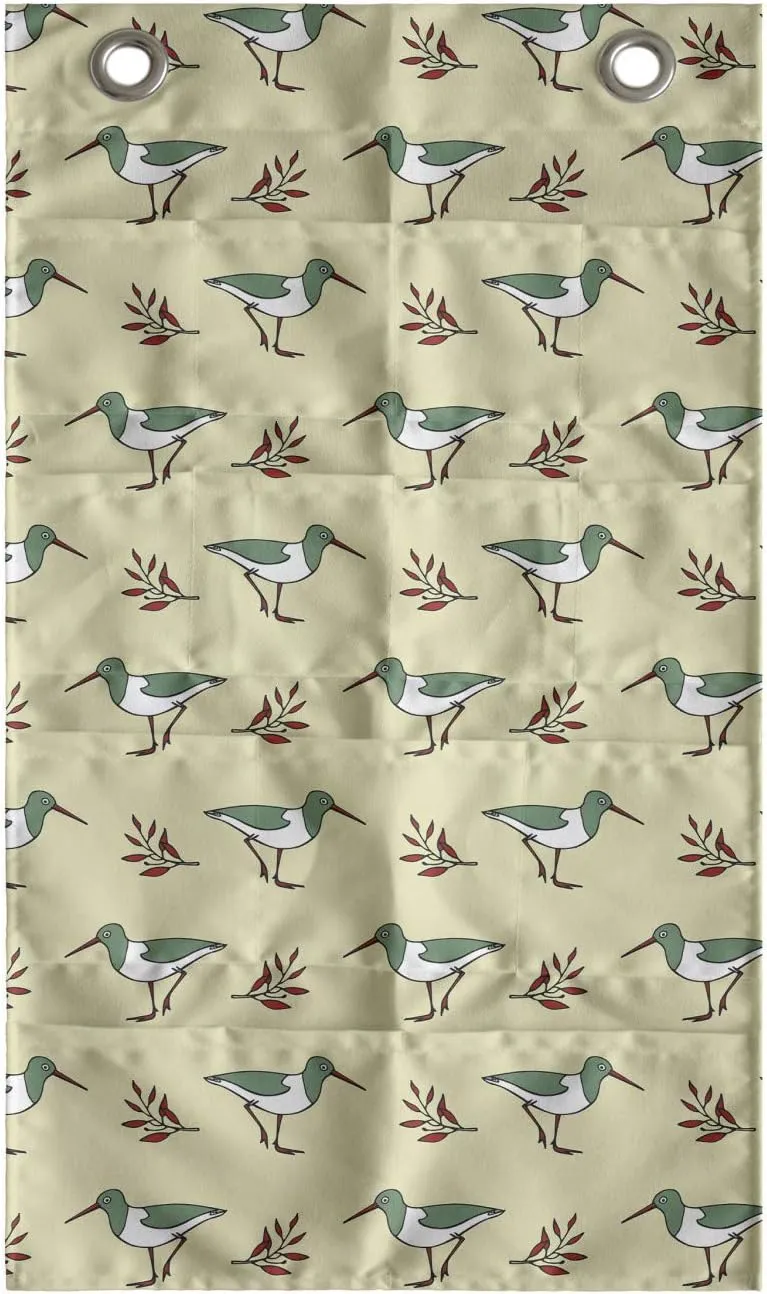 Ambesonne Bird Hanging Pocket Organizer, Pastel Shorebird Flying Animals with Branches Leaves Childish Design Repetition, Printed Polyester Storage Bag with Pockets, 21" x 31", Pale Green Red