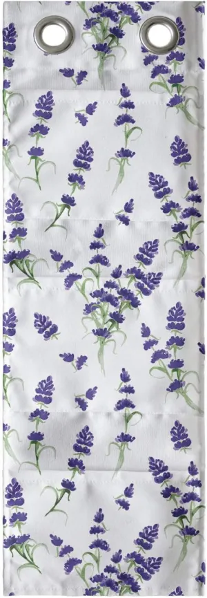 Ambesonne Flower Hanging Pocket Organizer, Watercolor Lavender Flowering Fragrant Pale Plant Essential Oil Extract Temperate, Printed Polyester Storage Bag with Pockets, 9" x 27", Violet Green