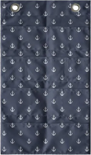 Ambesonne Marine Hanging Pocket Organizer, Nautical Classic Pattern Little Anchor Sea Travel Cruise Theme Sailor Minimal, Printed Polyester Storage Bag with Pockets, 21" x 31", Bluegrey White