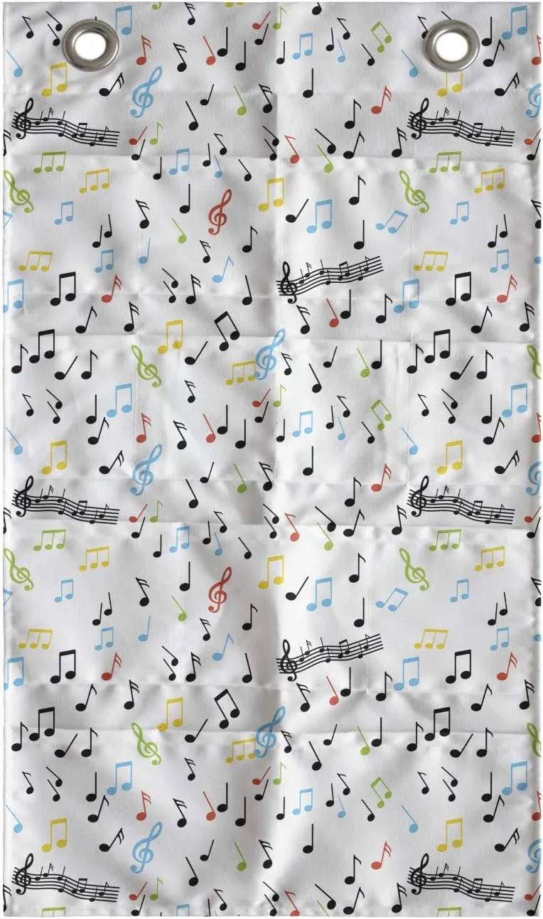 Ambesonne Music Hanging Pocket Organizer, Symbolic Music Notes Joy Vibes Pitch Beat Rhythm Sound Sonic Timbre Design, Printed Polyester Storage Bag with Pockets, 21" x 31", Multicolor