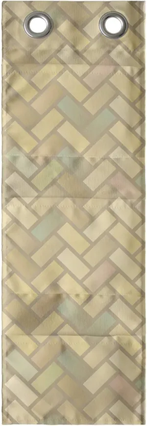 Ambesonne Neutral Color Hanging Pocket Organizer, Pastel Colorful Pavement Like Repetition with Diagonal Chevron Bricks, Printed Polyester Storage Bag with Pockets, 9" x 27", Tan and Multicolor