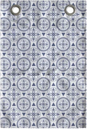 Ambesonne Oriental Hanging Pocket Organizer, Bohemian Circles with Inner Sacred Geometry Shabby Swirls Pattern, Printed Polyester Storage Bag with Pockets, 14" x 20", Night Blue White
