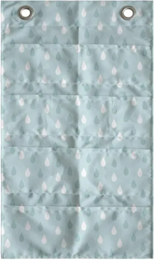 Ambesonne Pale Blue Hanging Pocket Organizer, Separate Droplets Motif Colorful Design Precipitation Drizzle Sky Image Print, Printed Polyester Storage Bag with Pockets, 21" x 31", White and Blue