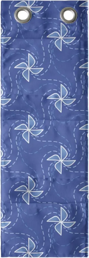 Ambesonne Pinwheel Hanging Pocket Organizer, Wind Farm Turbines Map Pattern with Renewable Energy Nature Eco, Printed Polyester Storage Bag with Pockets, 9" x 27", Blue and White